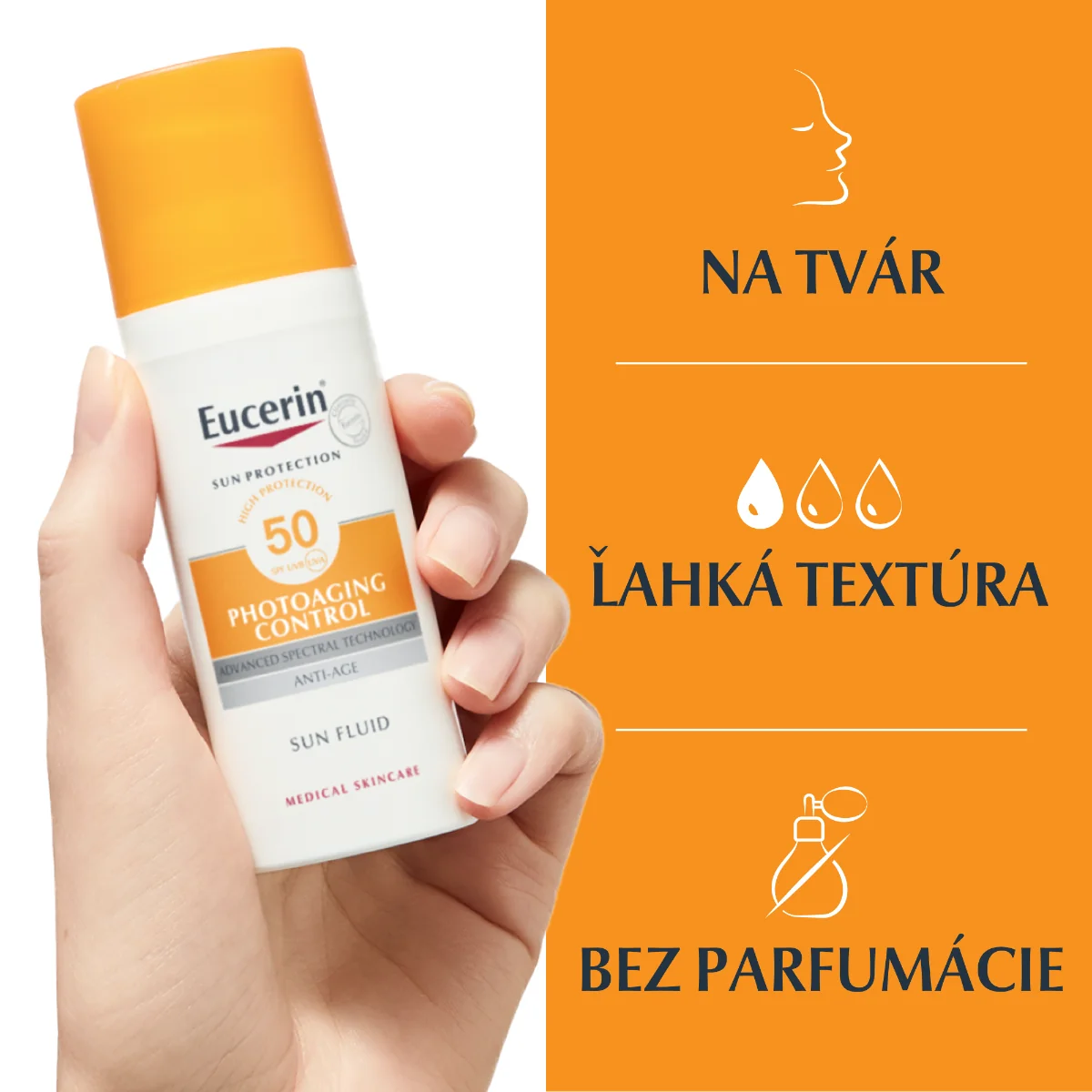 Eucerin SUN Emulzia na tvár proti vráskam PHOTOAGING CONTROL SPF 50 1×50 ml, emulzia na opaľovanie