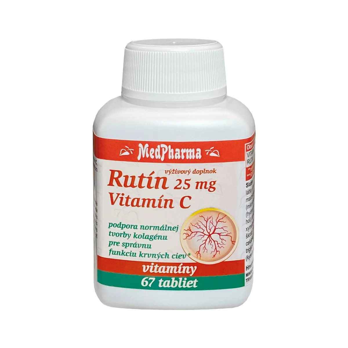 MP-RUTIN 25MG+VITAMIN C 100MG 67TBL 1×67 tbl, výživový doplnok
