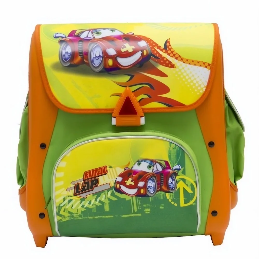 Livefy Racer školská aktovka Autá 21L, zelená/oranžová