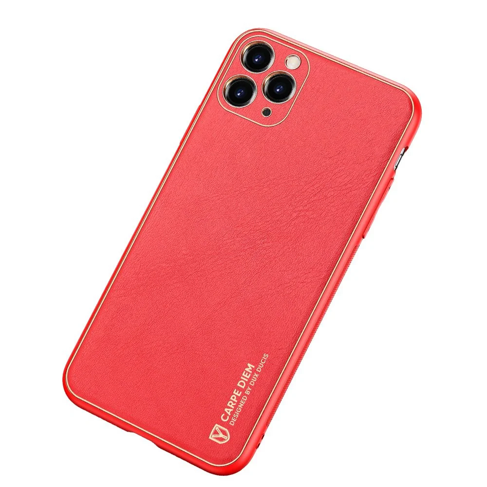 DUX DUCIS Yolo kožený kryt na iPhone 11 Pro, červený