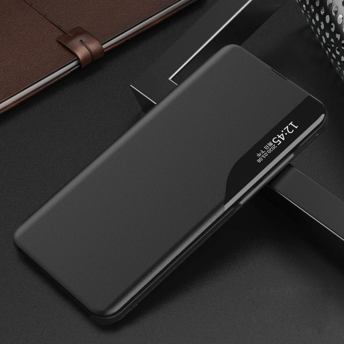 MG Eco Leather View knižkové puzdro na Samsung Galaxy A54 5G, čierne