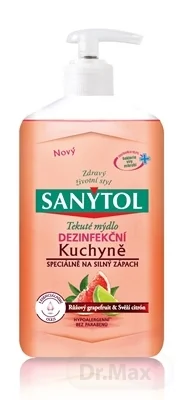 SANYTOL Tekuté mydlo Kuchyňa 1×250 ml, dezinfekčné, Ružový grepfruit a citrón