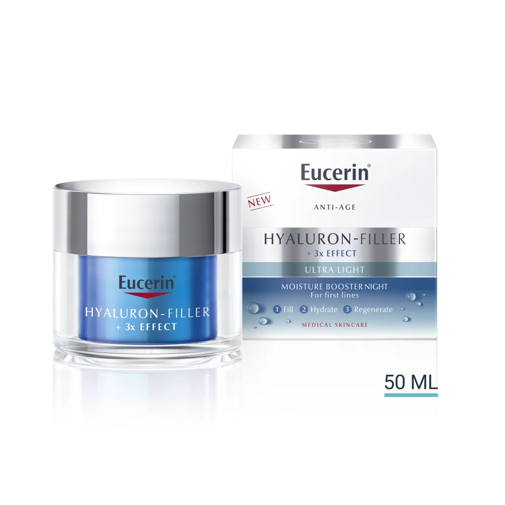 Eucerin HYALURON-FILLER + 3x EFFECT Nočný hydratačný booster 1×50 ml, nočný hydratačný booster