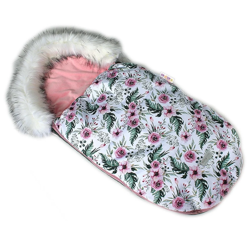 Baby Nellys Fusak, spacáček 105x55 Velvet Winter Lux - Flowers 