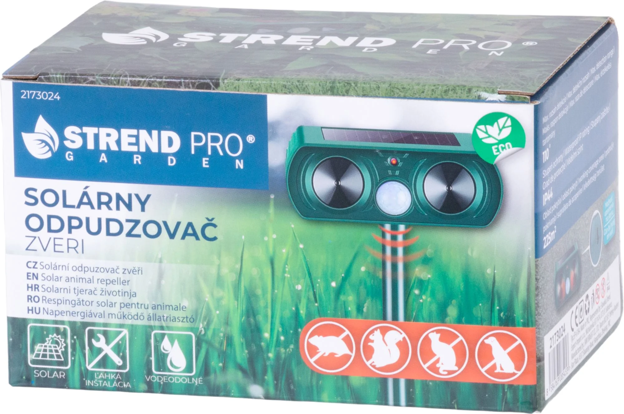 Strend Pro ultrazvukový odpudzovač zveri, 1 ks Solárny, 145x95x395 mm