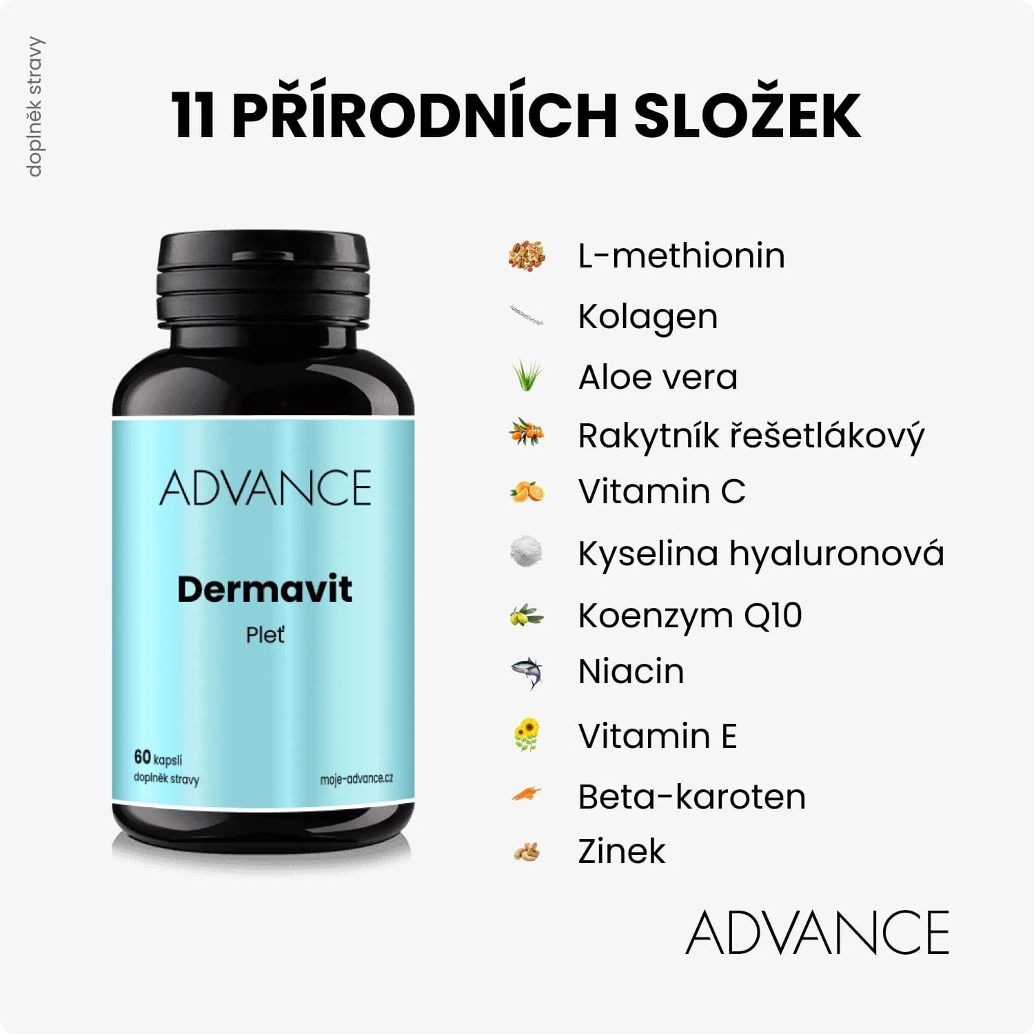 ADVANCE Dermavit 60 kapsúl - pleť 1×60 cps, výživový doplnok