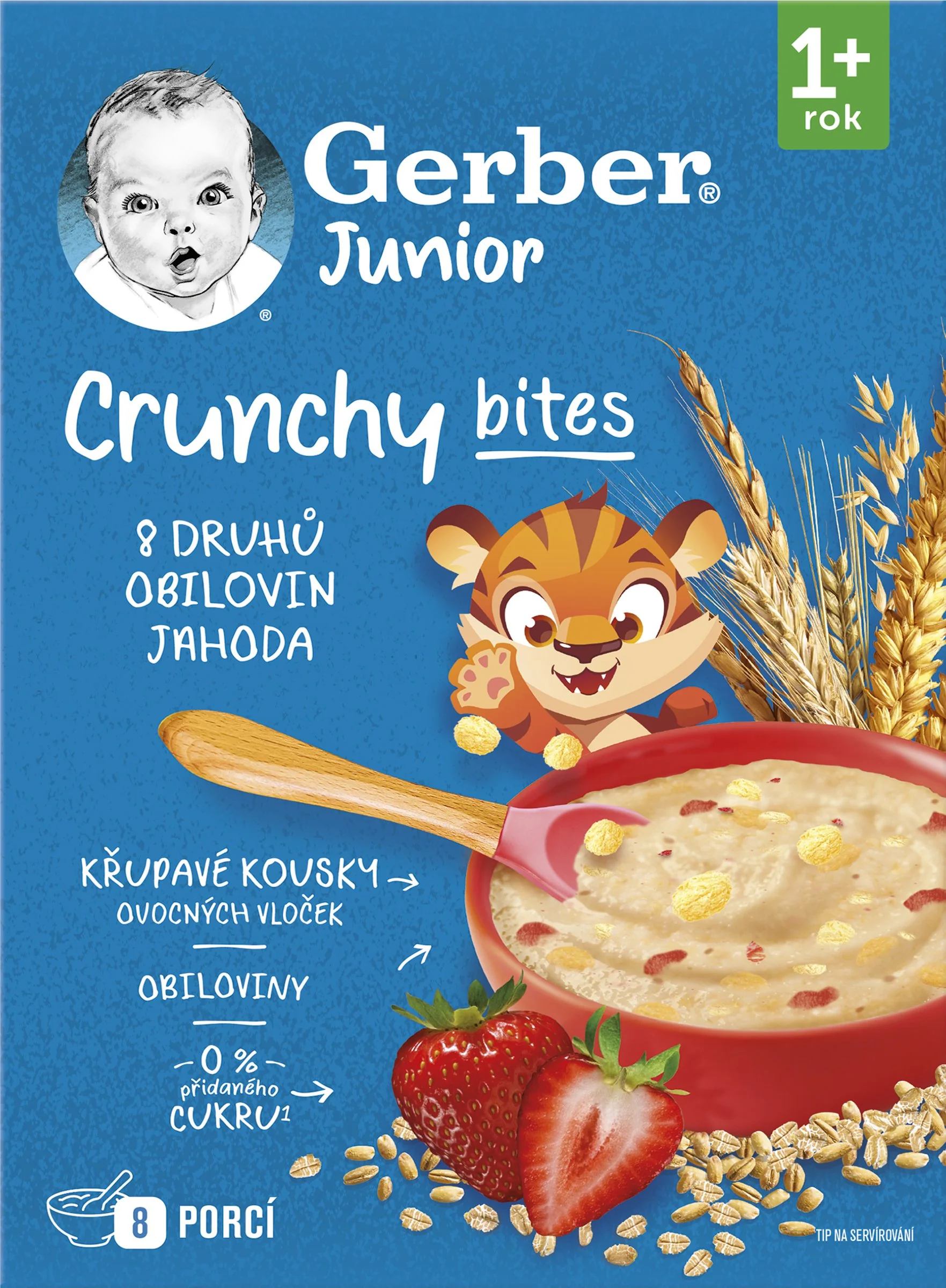 Gerber Junior Nemliečna kaša s chrumkavými kúskami jahodová 1×200 g, nemliečna kaša