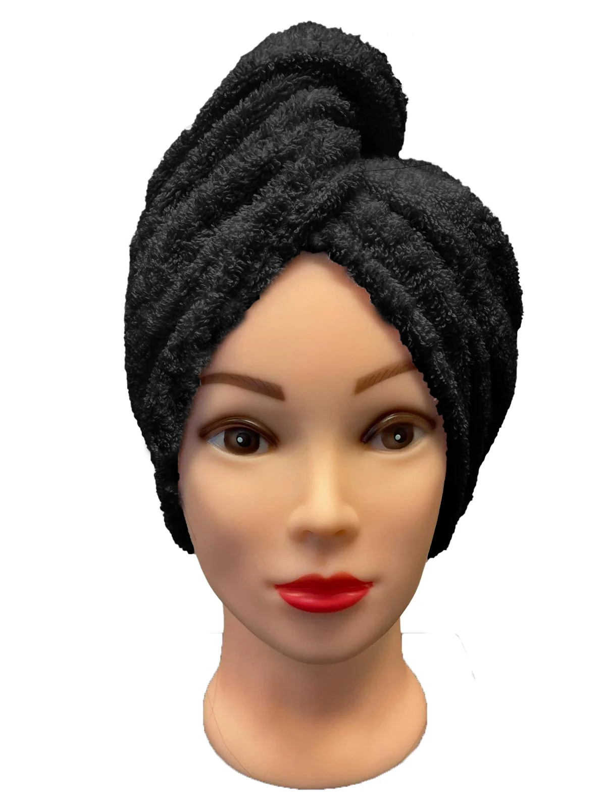 Rychleschnoucí froté turban na vlasy, černý 