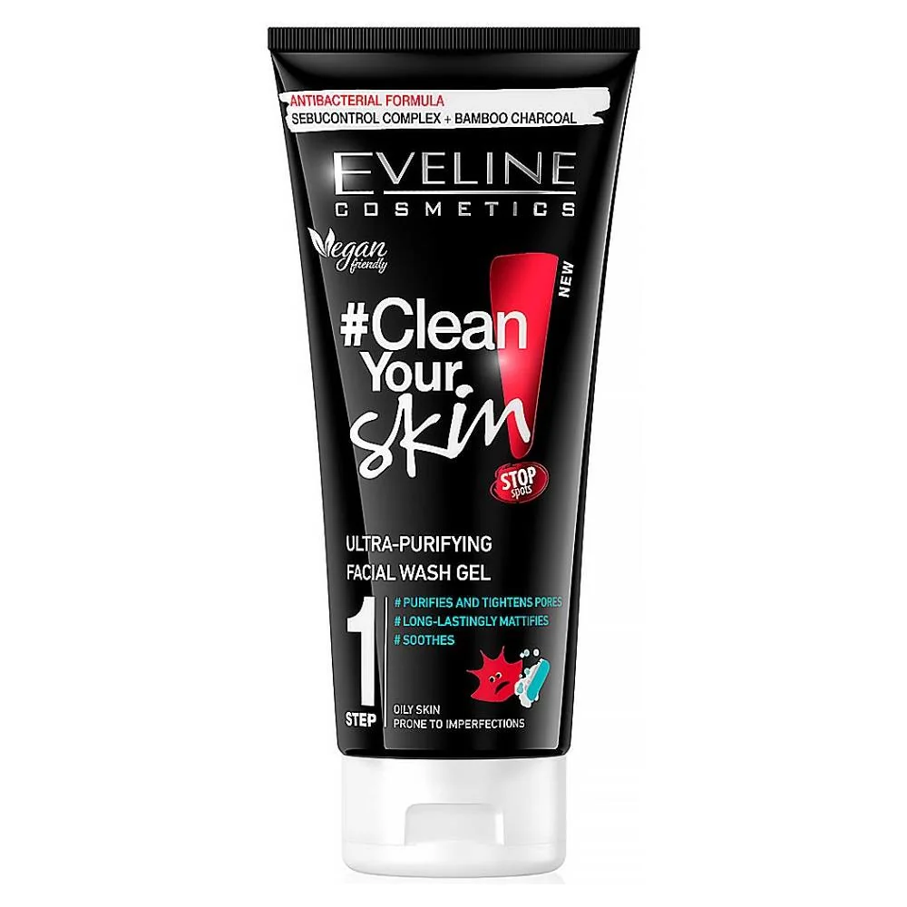 EVELINE Clean your skin ultra čistiaci gél na tvár 1×200 ml, čistiaci gél