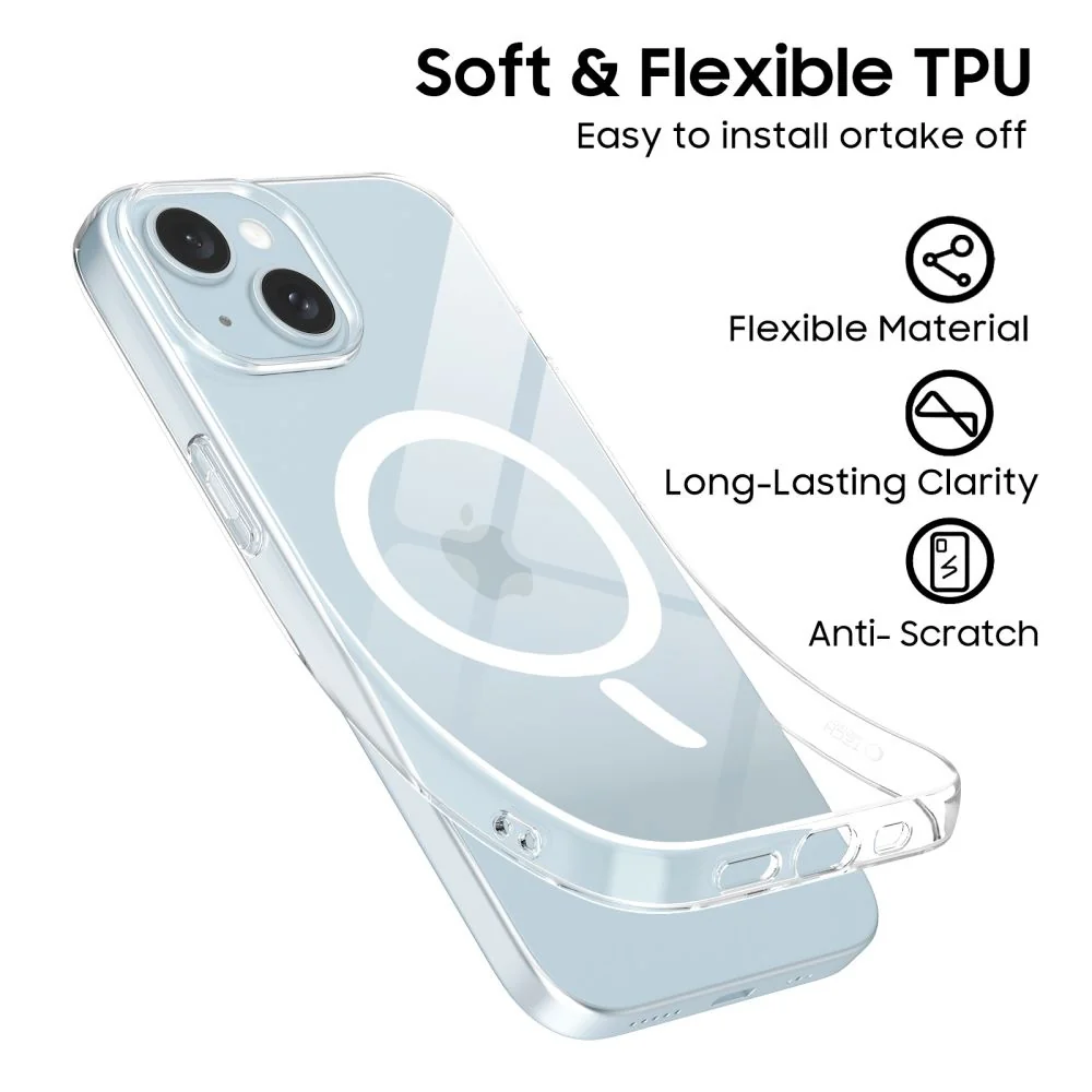 Tech-Protect FlexAir MagSafe kryt na iPhone 15, priesvitný