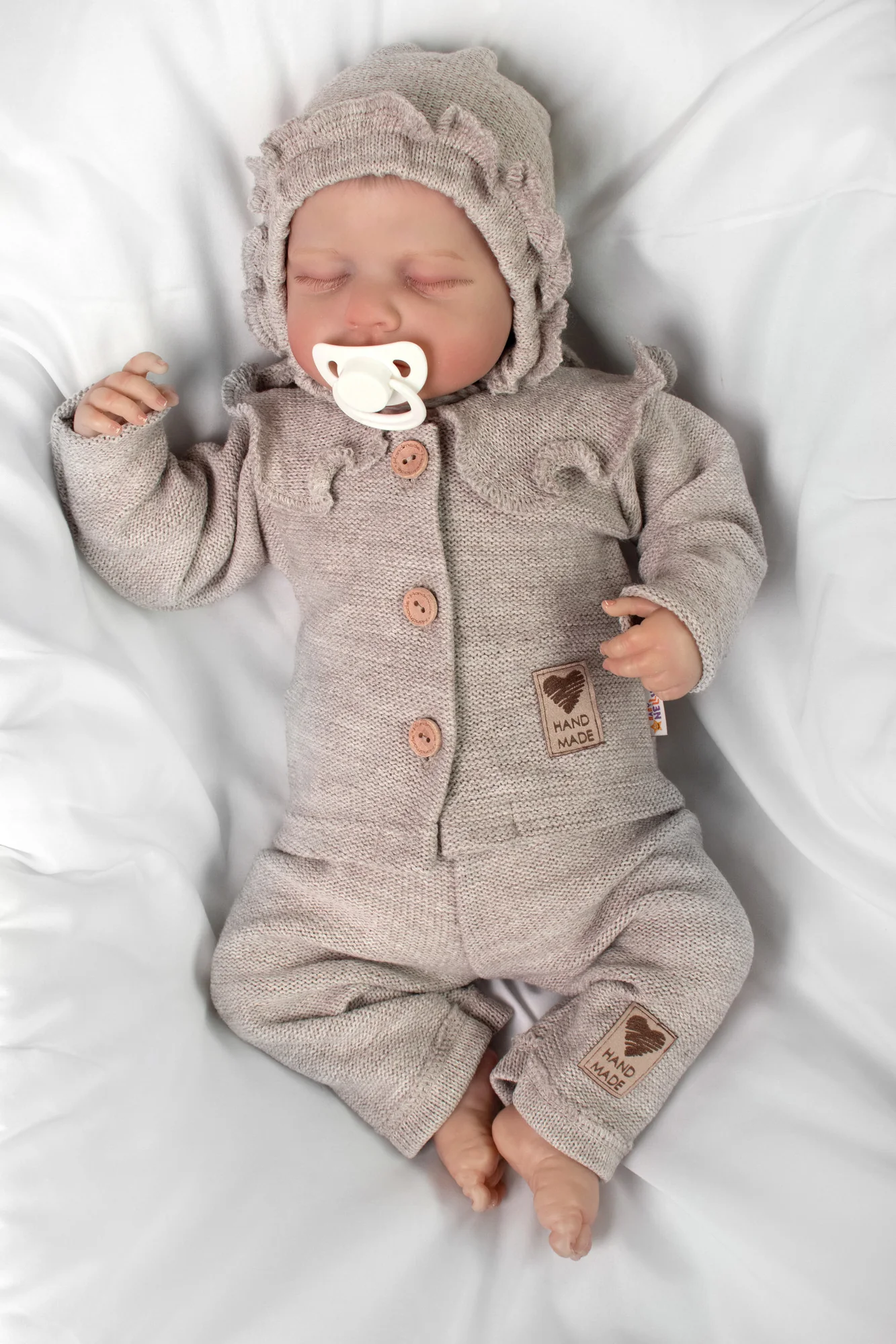 Pletené nohavice Hand Made Girl, Baby Nellys, béžové, veľ. 74