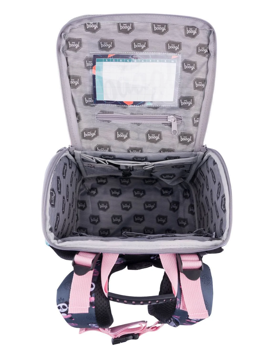Baagl školská aktovka Zippy Panda, sivo-ružová ergonomická, 1 kg