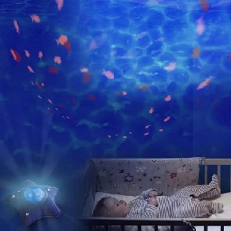 Upokojujúci projektor morského dna s melódiami a bielym šumom Calm Ocean Blue