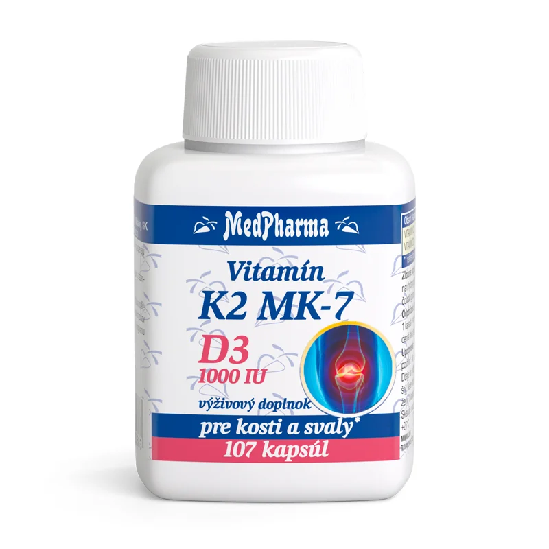MedPharma VITAMÍN K2 MK-7 + D3 1000 IU 1×107 cps, výživový doplnok