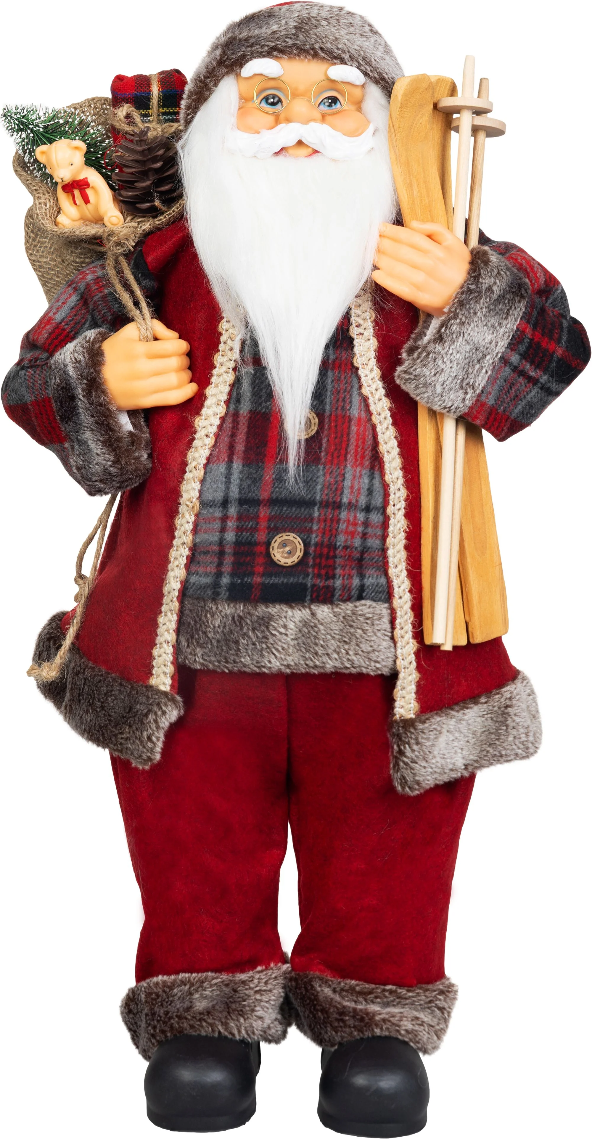 MagicHome vianočný Santa s darčekom, 1 ks Červený, 60 cm