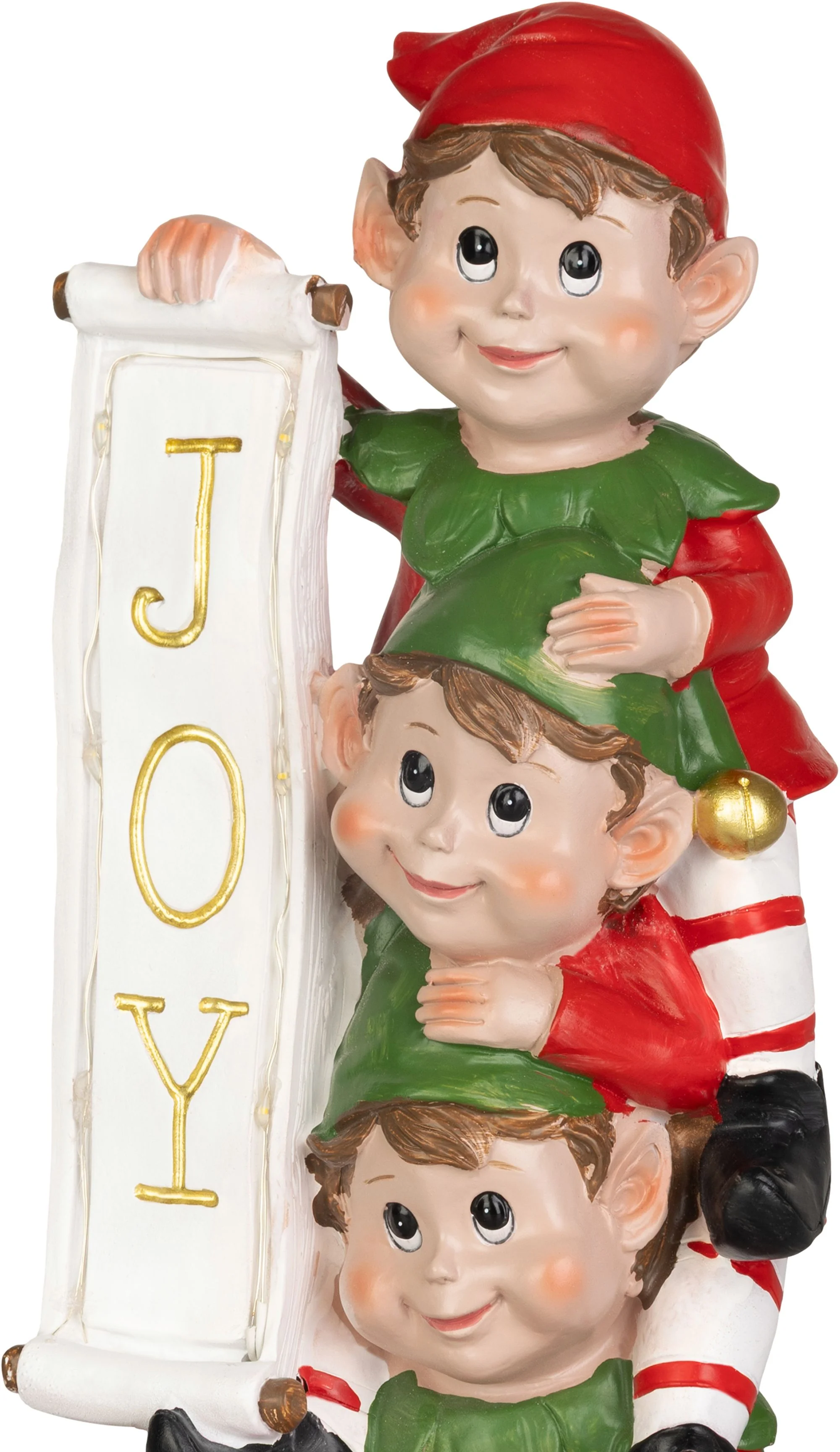 MagicHome vianoční LED škriatkovia, 1 ks S nápisom JOY, 12,5x13,3x30,5 cm