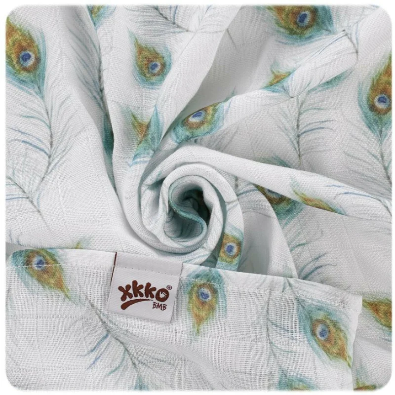 BMB Digi Bambusová zavinovačka - osuška, 120x120 Peacock Feathers