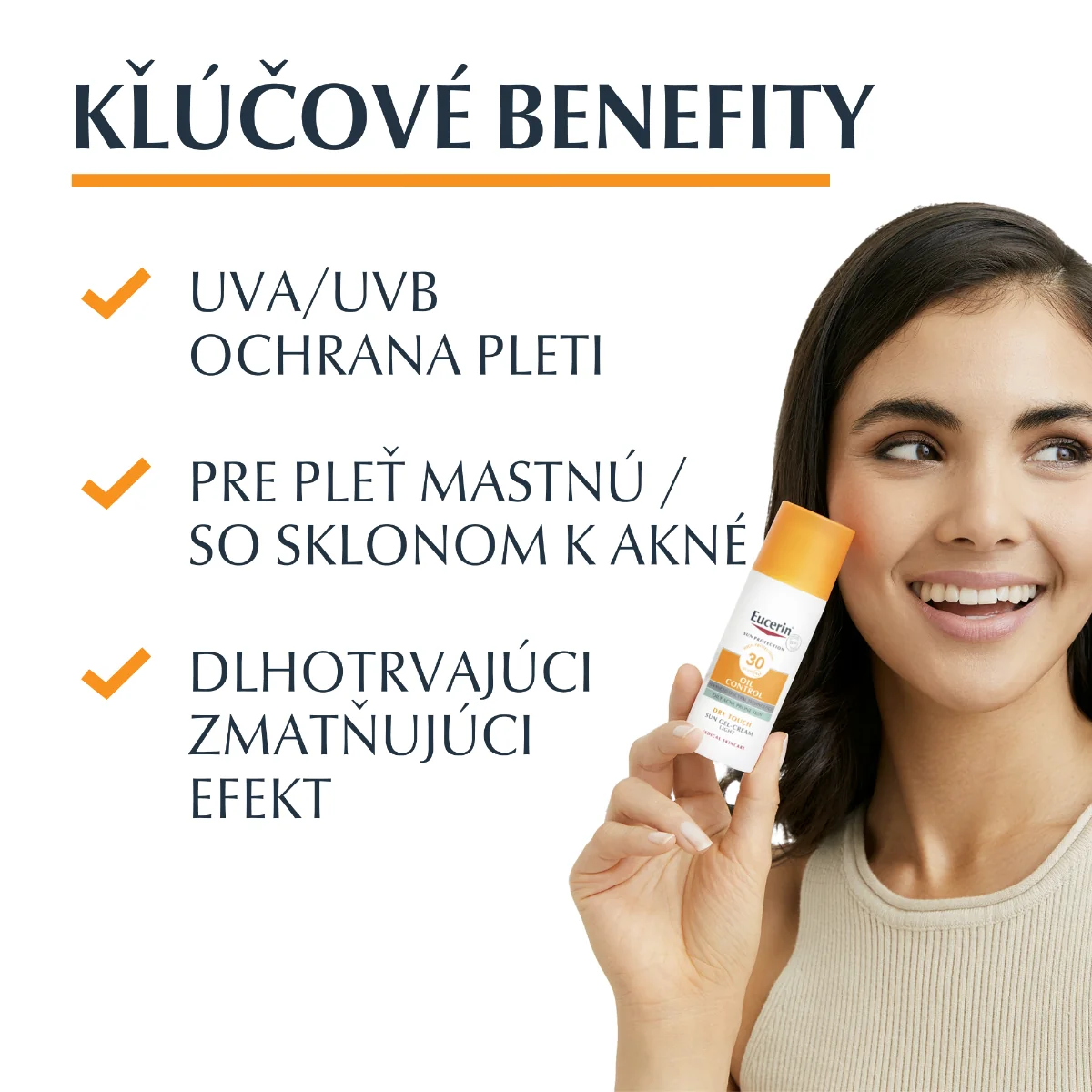 Eucerin SUN Ochranný krémový gél na tvár Dry Touch OIL CONTROL SPF 30 1×50 ml, ochranný krémový gél na opaľovanie na tvár