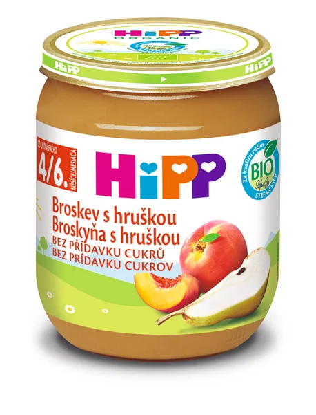 HiPP Broskyňa s hruškou od uk. 4.-6. mesiaca 1×125 g, ovocný príkrm