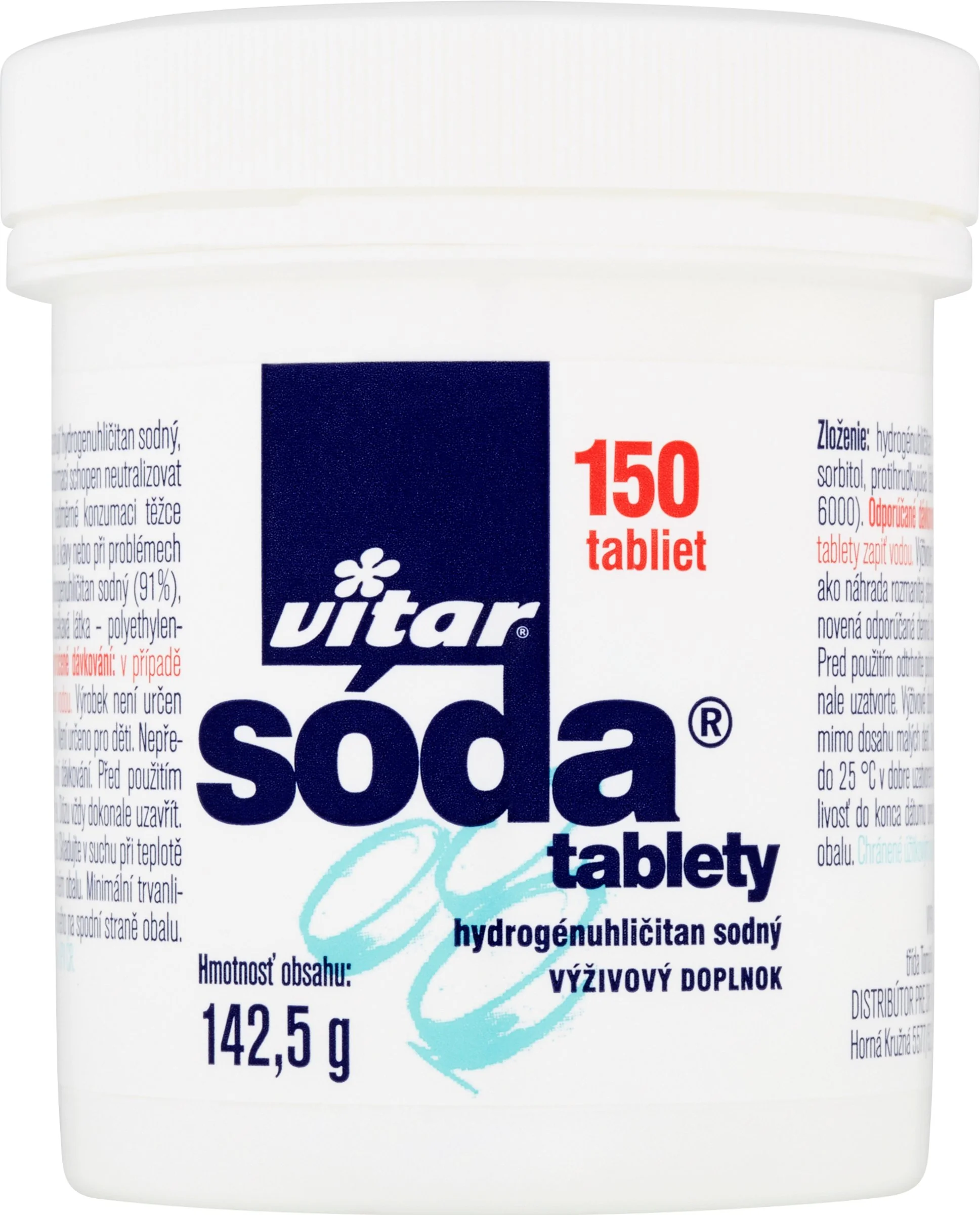 VITAR sóda tablety 1×150 ks, hydrogénuhličitan sodný
