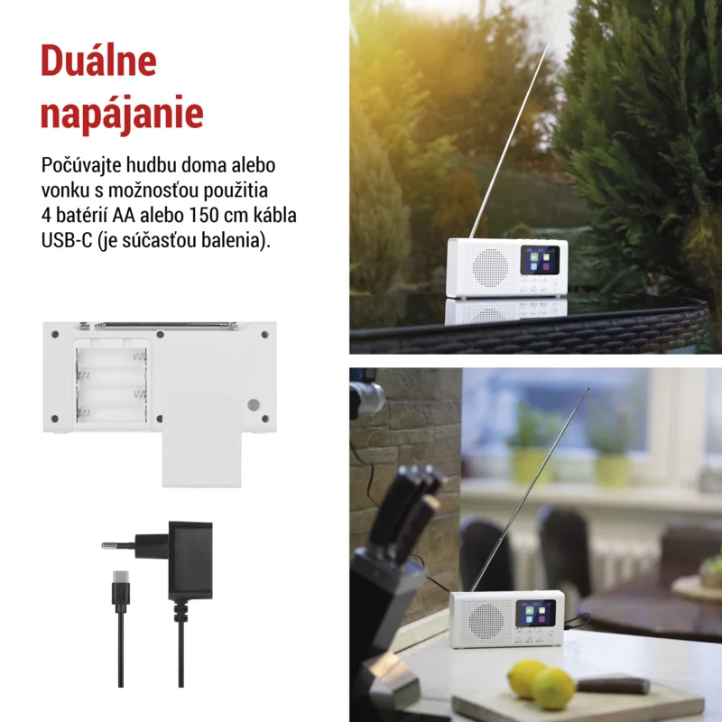 EMOS Prenosné rádio s Bluetooth, MP3, DAB / DAB+ / FM, biele 1 ks