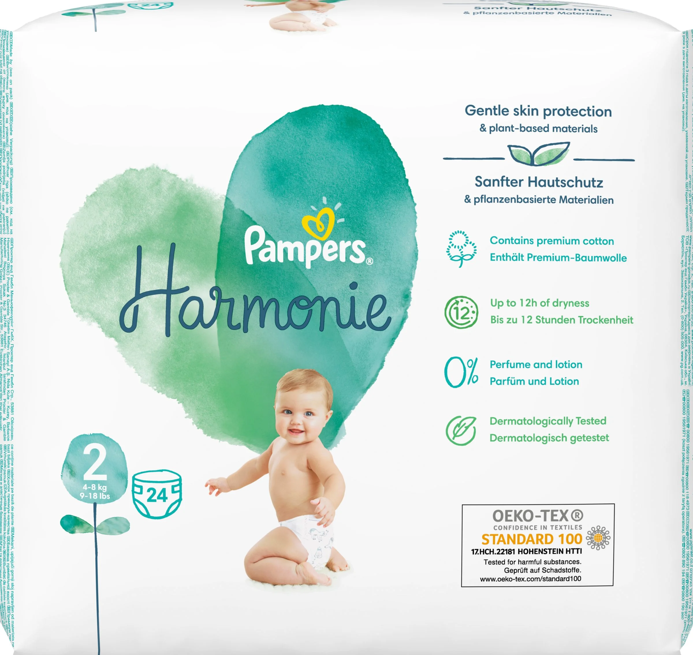 Pampers Harmonie S2 1×24 ks, veľkosť S2, detské plienky 4-8 kg