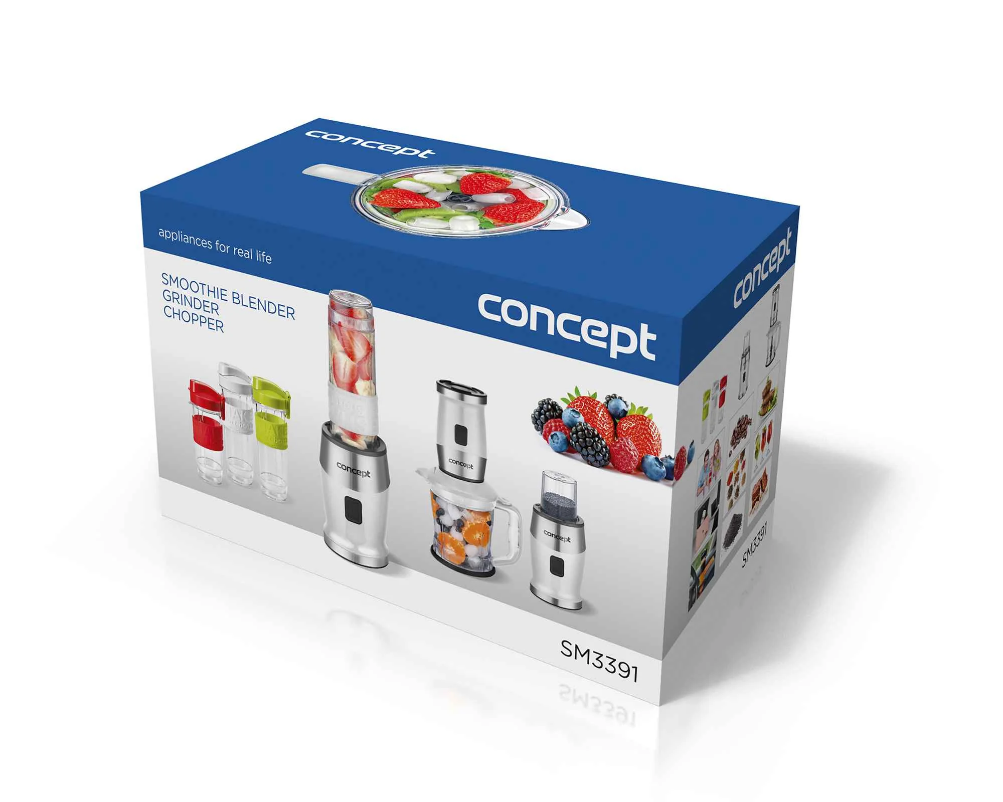 Concept SM3391 smoothie maker + chopper + mlynček 700 W WHITE 2 x 570 ml + 400 ml 1×1 ks, smoothie maker