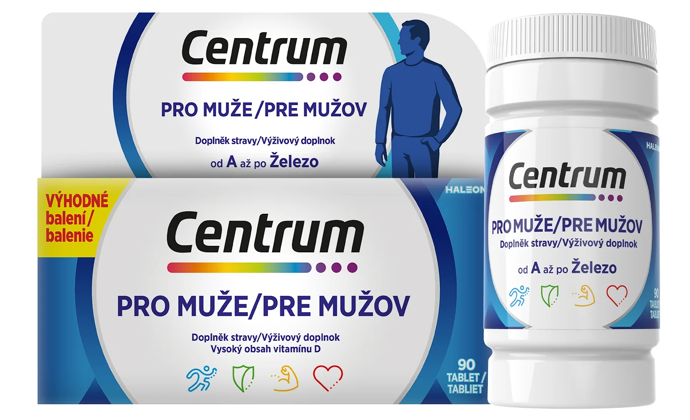 CENTRUM pre mužov, 90 tabliet 1x90 tbl, multivitamín pre dospelých s vitamínmi a minerálmi