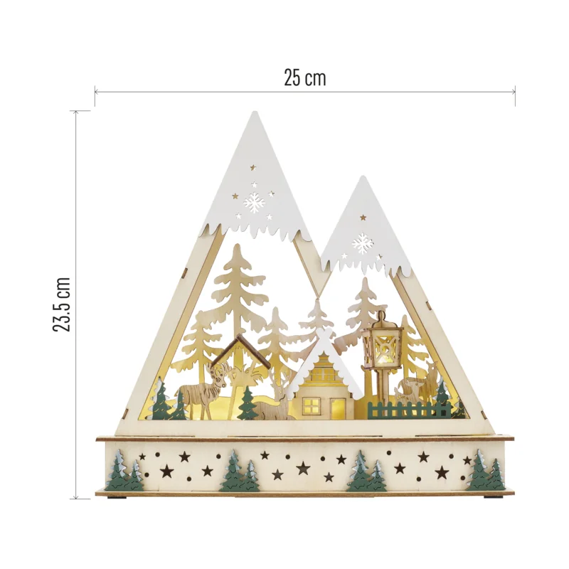 Vianočná krajina 8LED 23,5CM 2AA WW, časovač 1 ks