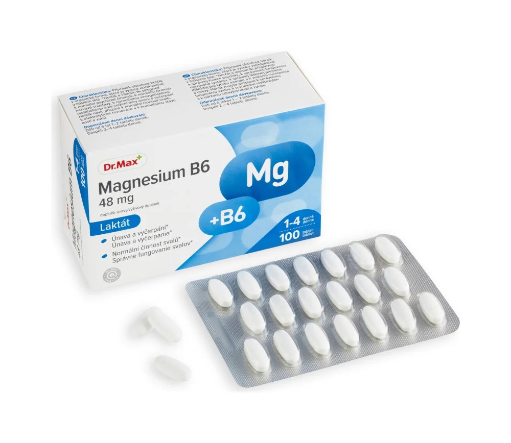 Dr. Max Magnesium B6 Laktát 1×100 tbl, výživový doplnok