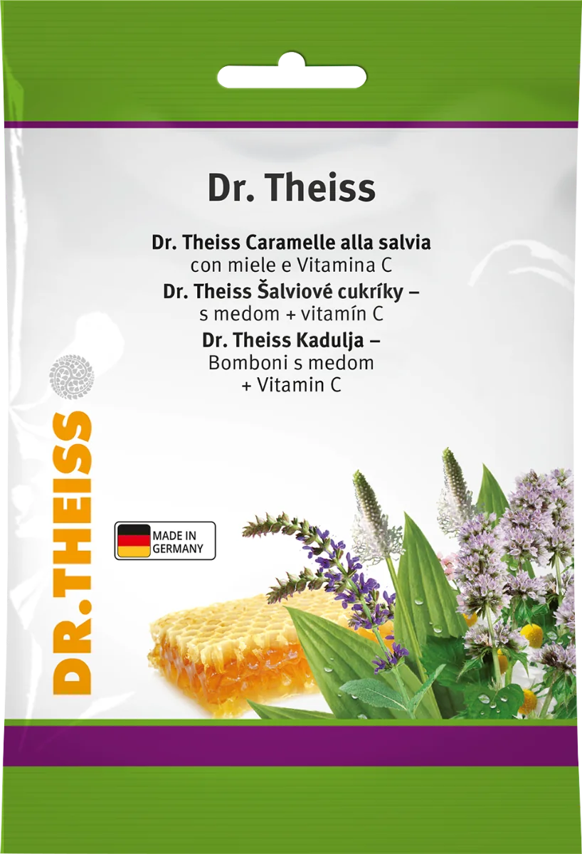 Dr. Theiss Alpské byliny 1×75 g, cukríky s medom + vitamín C