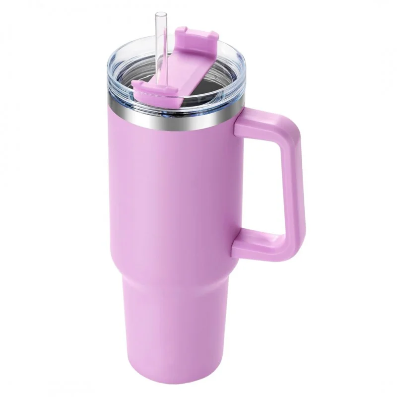 Livefy pohár so slamkou Happycup 1l, svetlo fialový 