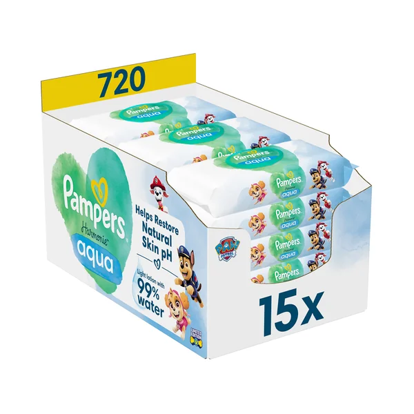 Pampers Harmonie Aqua čistiace obrúsky 15×46 ks