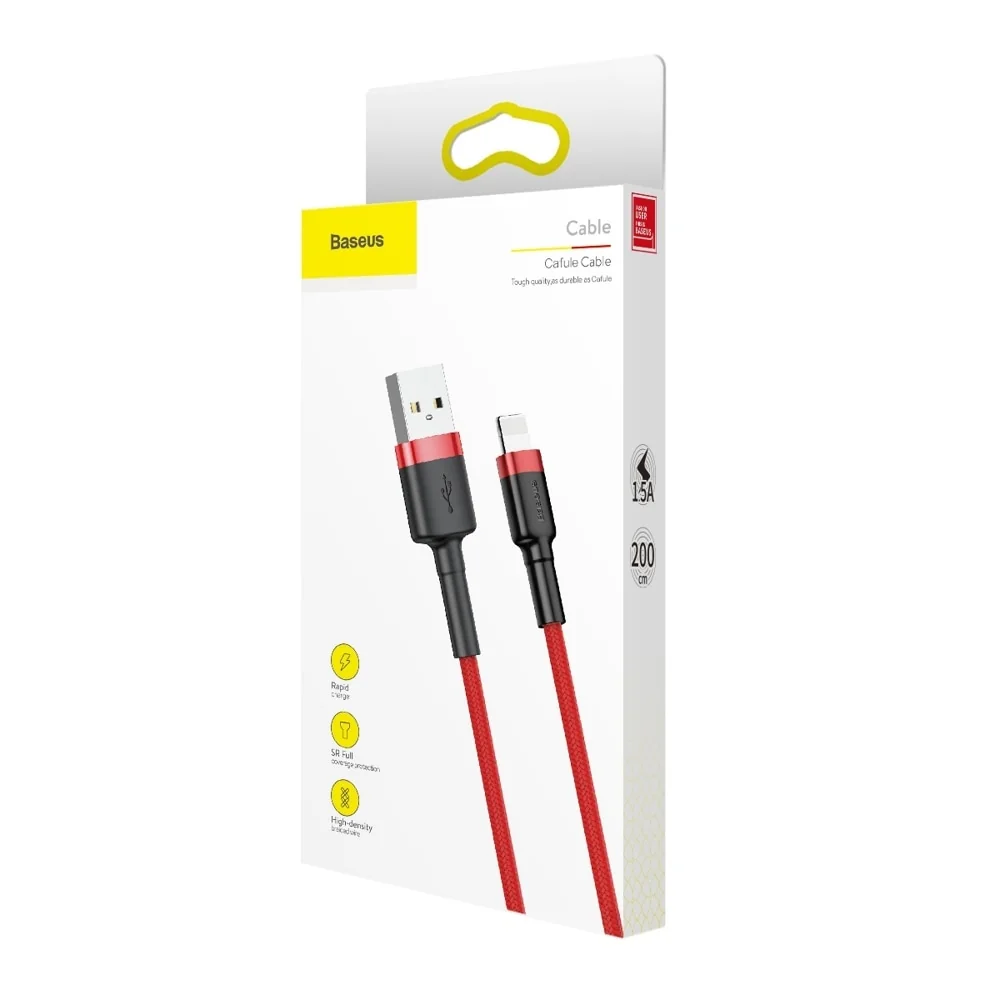 Baseus Cafule Durable Nylon Braided kábel USB / Lightning QC3.0 2m, červený rvený