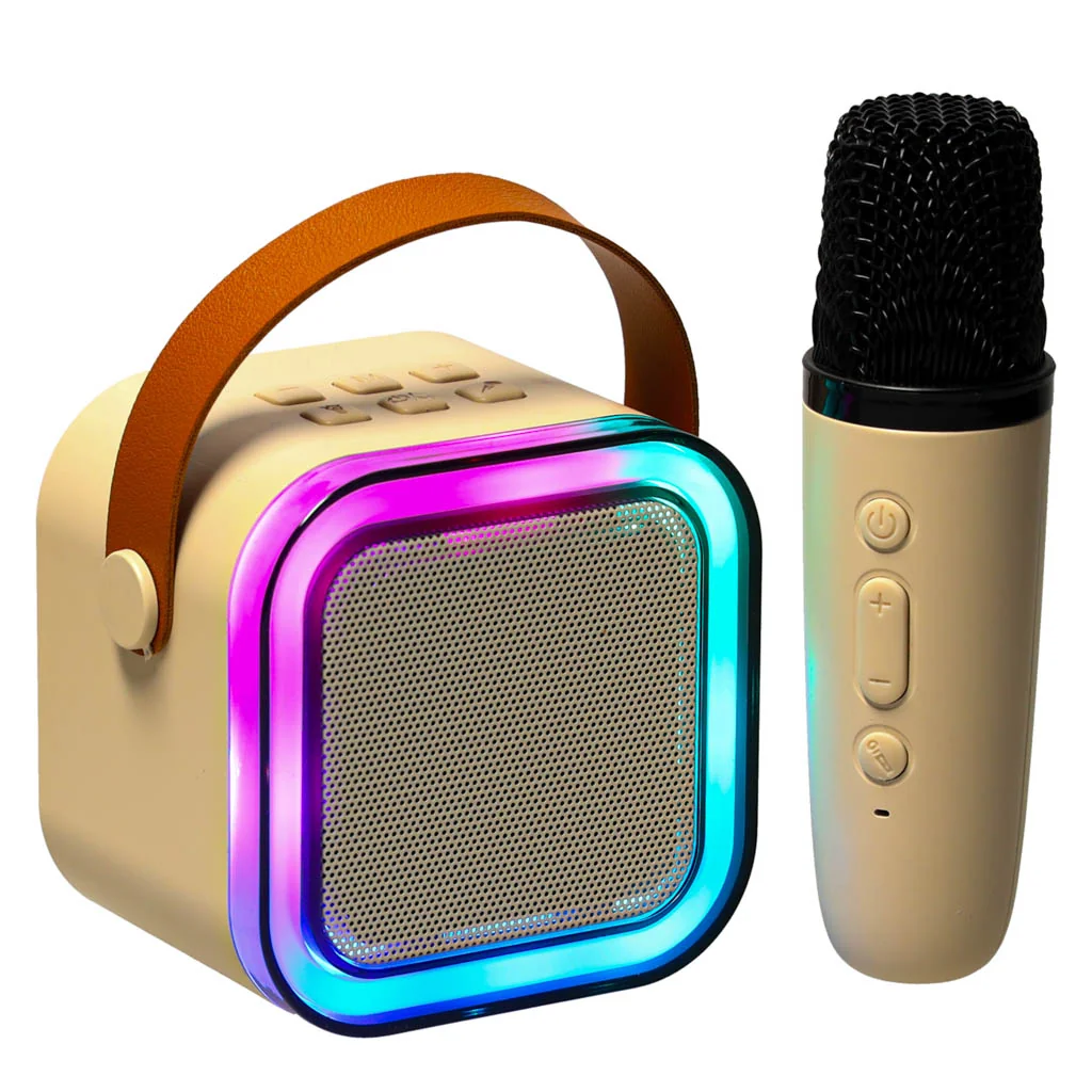 Prenosný karaoke reproduktor s mikrofónom Bluetooth, béžový