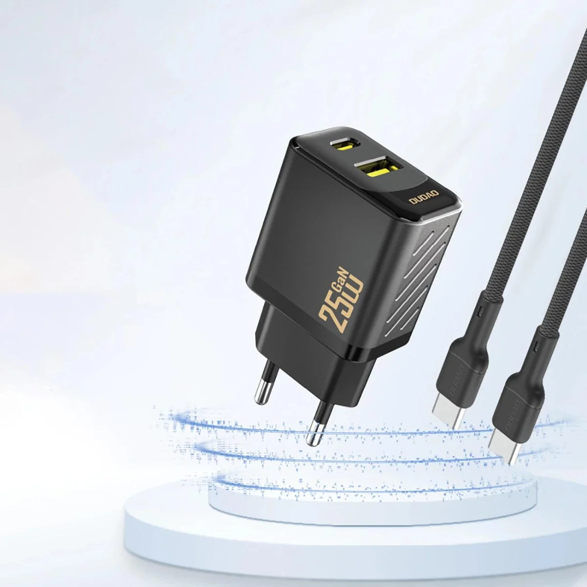 Dudao A26T GaN sieťová nabíjačka USB / USB-C 25W, čierna