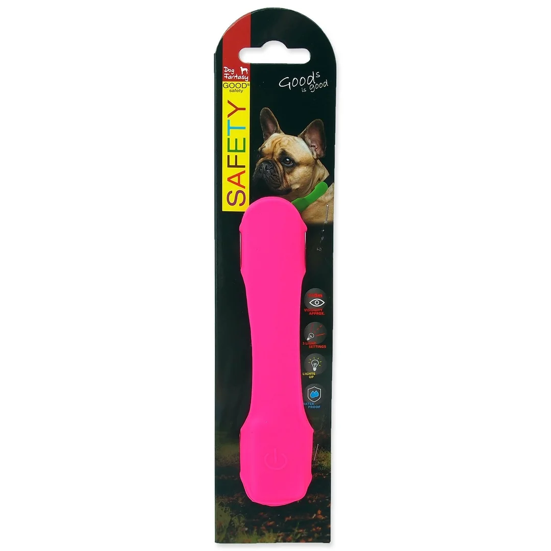 Návlek Dog Fantasy LED svietiaci ružový 15cm