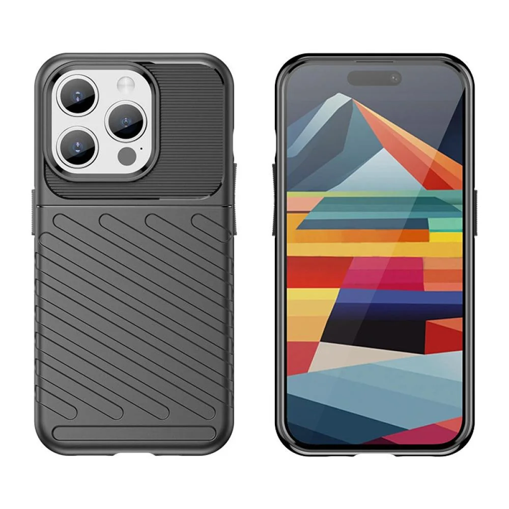 Odolné puzdro Thunder pre Apple iPhone 15 Pro - Čierna Hybridný kryt, TPU rám