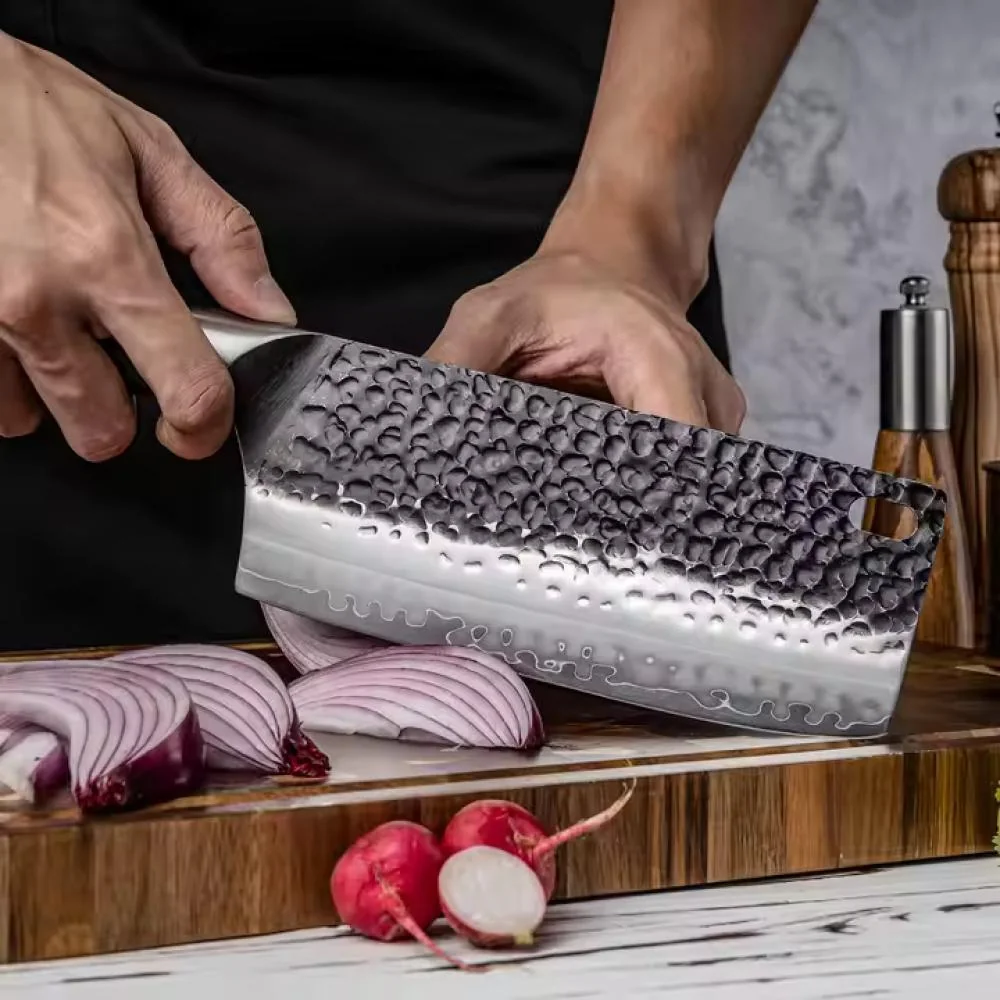 Damaškový kuchynský nôž - Cleaver/Čierna 32,5 cm, 401 g