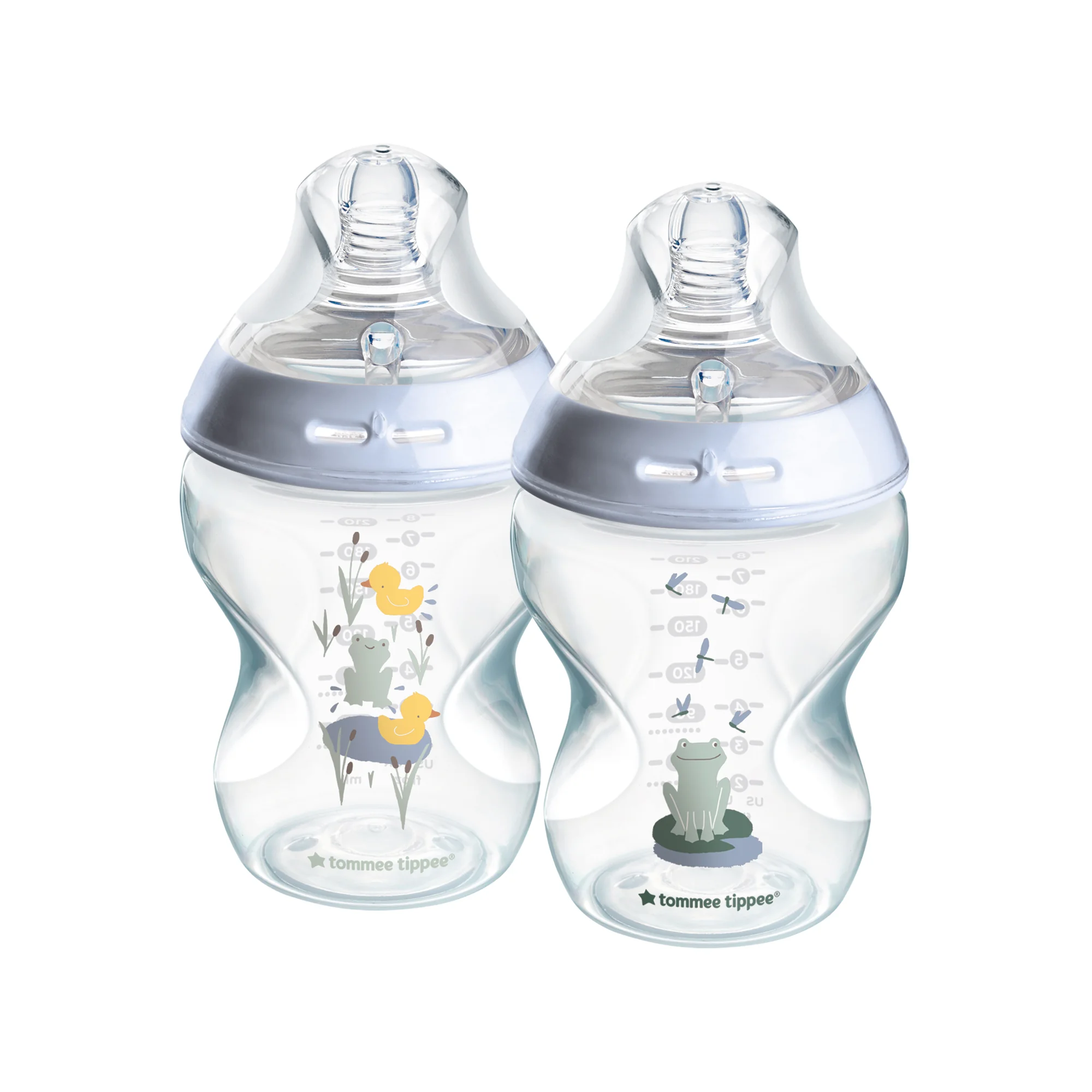 Tommee Tippee Natural Start Samosterilizačná Dojčenská Fľaša s ANTI-COLIC cumlíkom Pomalý Prietok, 260 ml 0m+, Žabička 2 ks