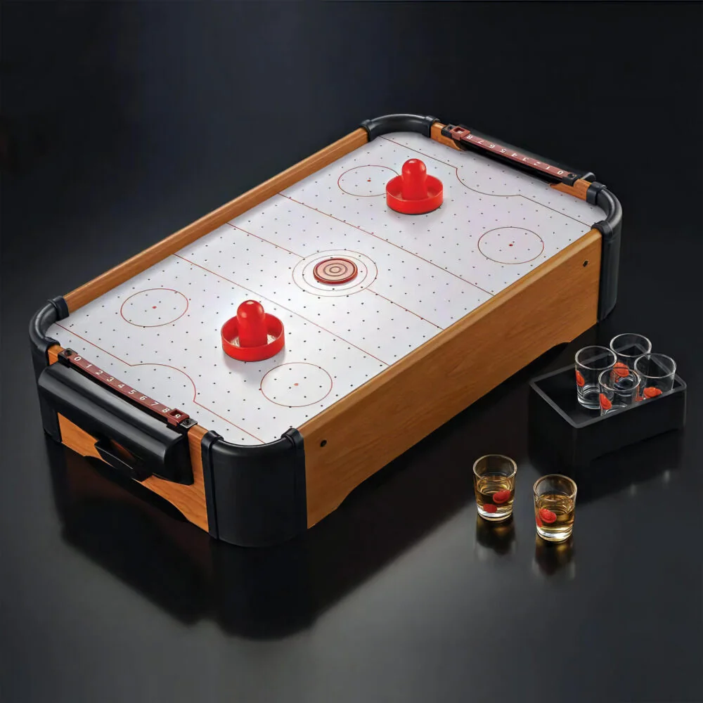 MG Air Hockey V3 stolný hokej pre deti, čierny / hnedý