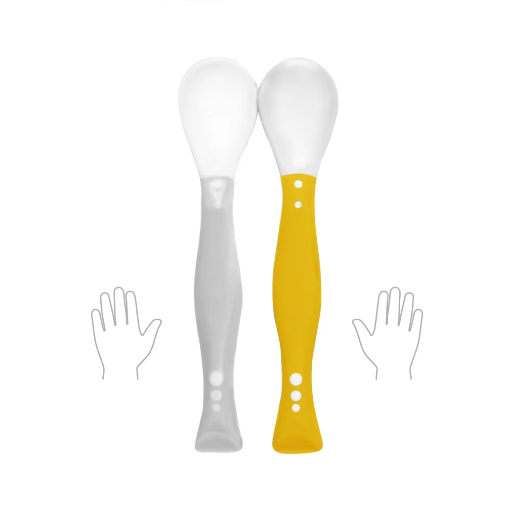 BABYONO Lyžičky flexi 2ks šedo/žlté 1×1 ks, lyžička