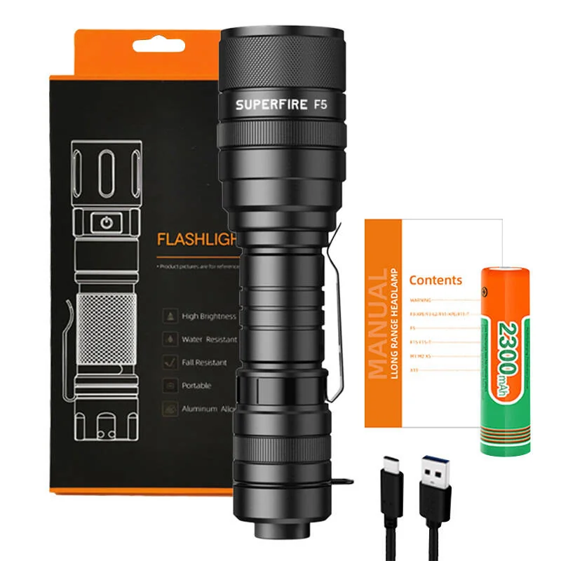 Superfire F5 LED baterka 1100lm, čierna