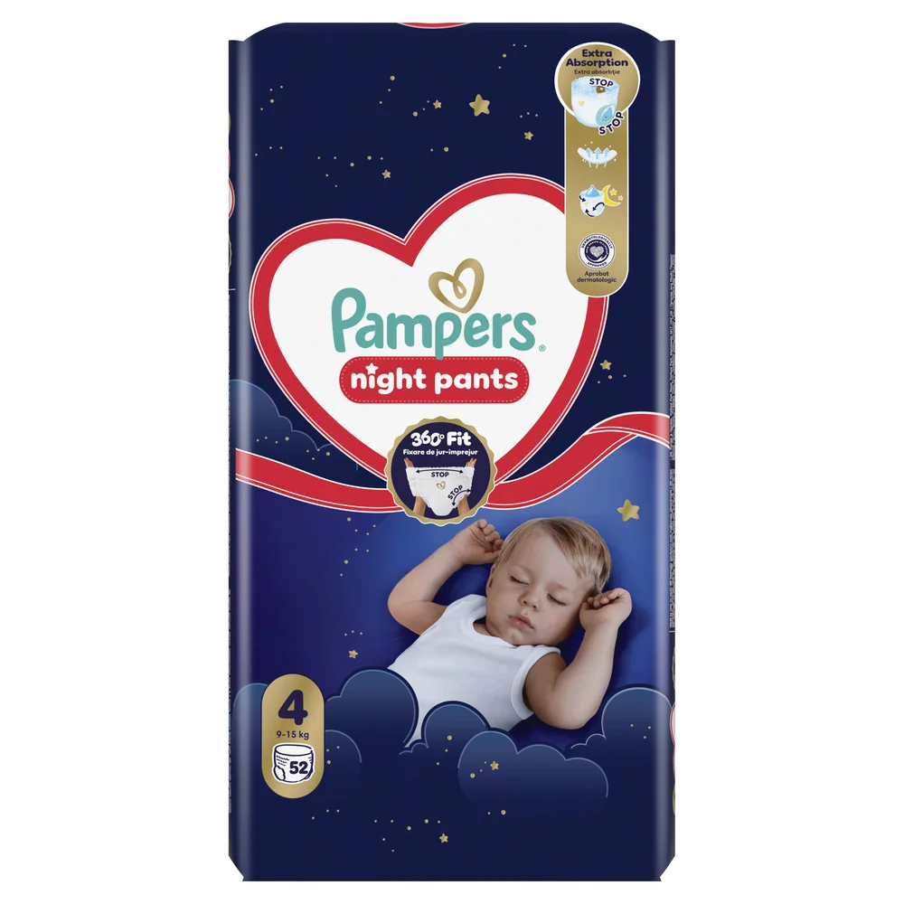 Pampers Pants Night plienkové nohavičky veľkosť 4,9kg-15kg 52 ks