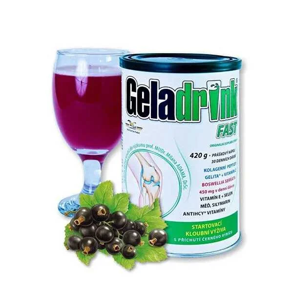 GELADRINK FAST 420G CIERNA RIBEZLA 1×420 g, kolagénna výživa kosti