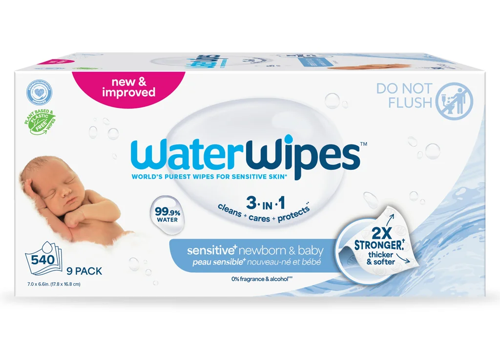 9X WATERWIPES Obrúsky vlhčené Newborn&Baby 3in1 9×60 ks, vlhčené obrúsky
