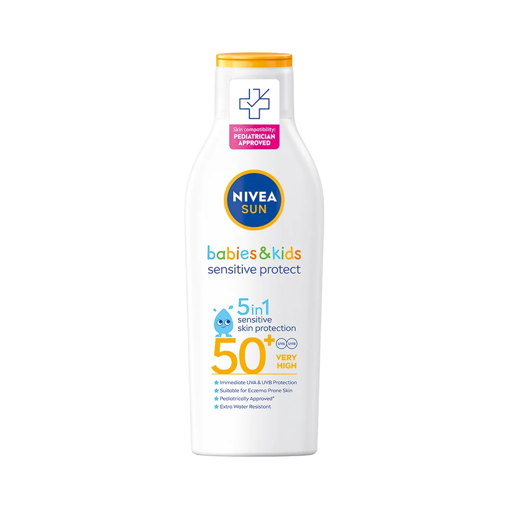 Nivea Sun Lotion Babies&Kids Sensitive SPF50 + 1×200 ml, mlieko na opaľovanie