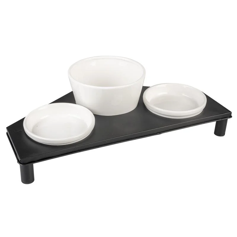 DUVO+ Sada 3 keramických misiek v kovovom stojane -trojuholník 200ml/ 41x21,8cm