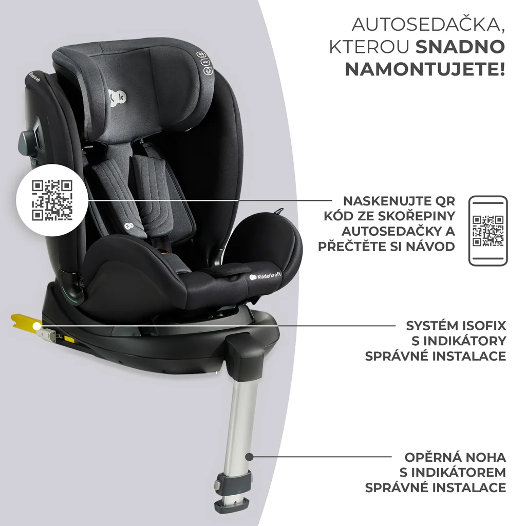 KINDERKRAFT SELECT Autosedačka Xrider i-Size 40-125 cm Black 1×1 ks, autosedačka