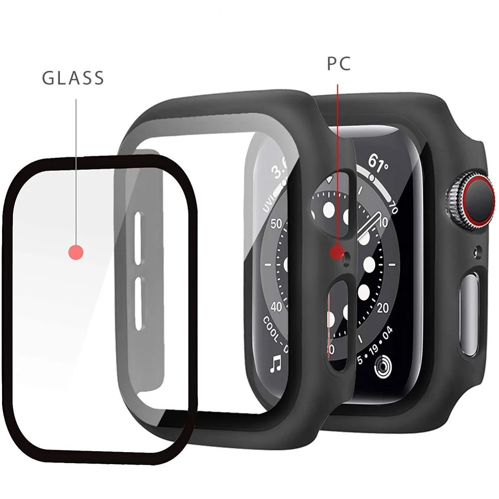 Tech-Protect Defense 360 puzdro s ochranným sklom na Apple Watch 7 45mm, čierne m, čierne